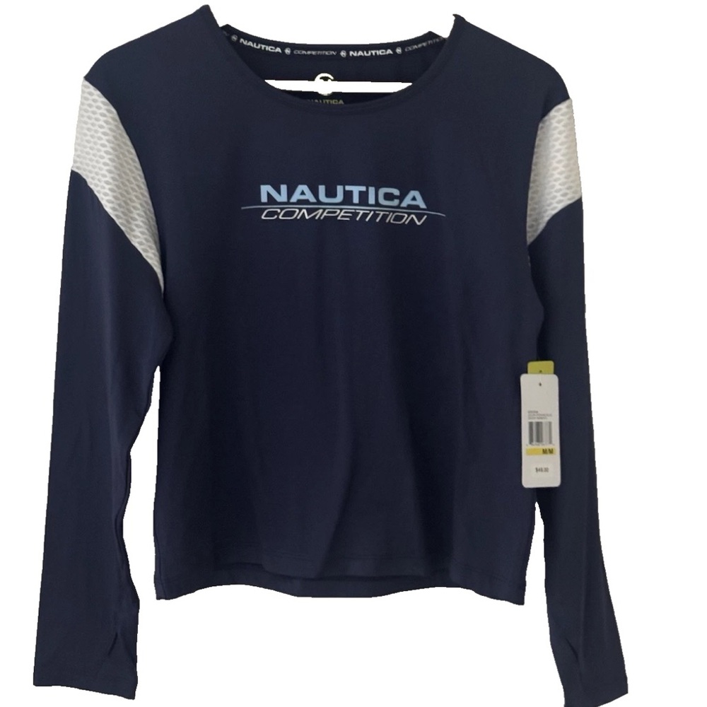 Nautica Women's Blue Competition Long Sleeve Tee new M